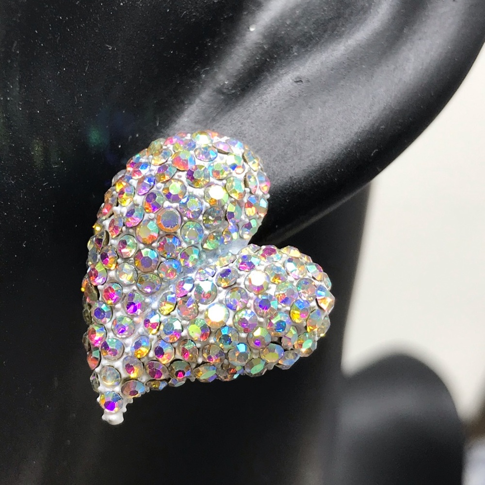 Rainbow color Crystal Heart earrings